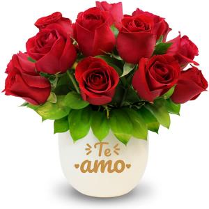 Bowl con 12 rosas rojas Te amo