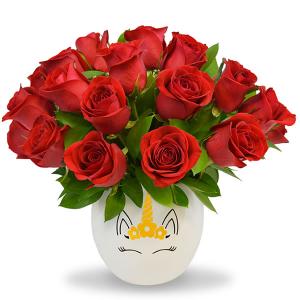 Bowl con 24 rosas rojas Unicornio