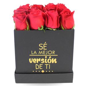 Caja con 16 rosas rojas Se la mejor version de ti