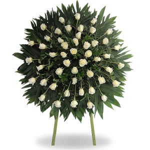 Corona con 50 rosas blancas