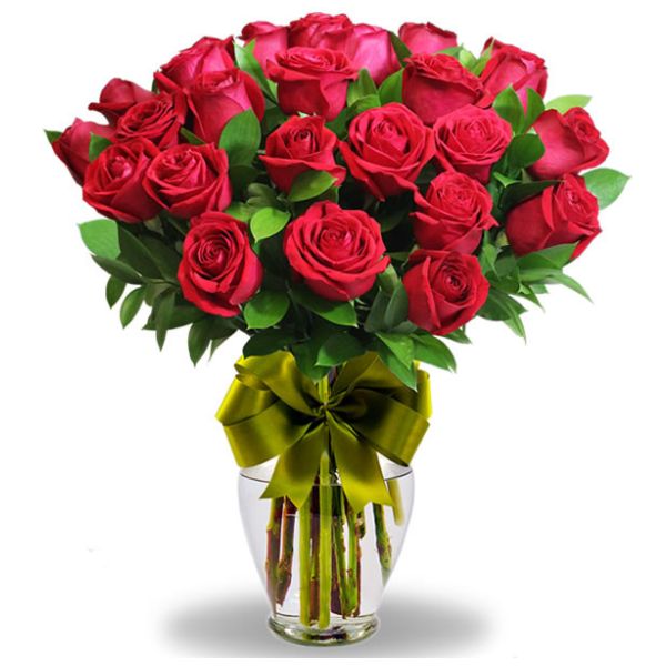24 Rosas rojas en florero 3899