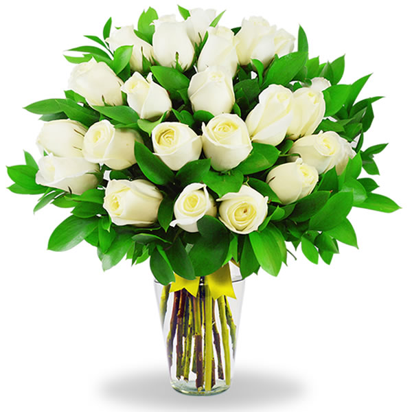 Florero con 24 rosas blancas 2255