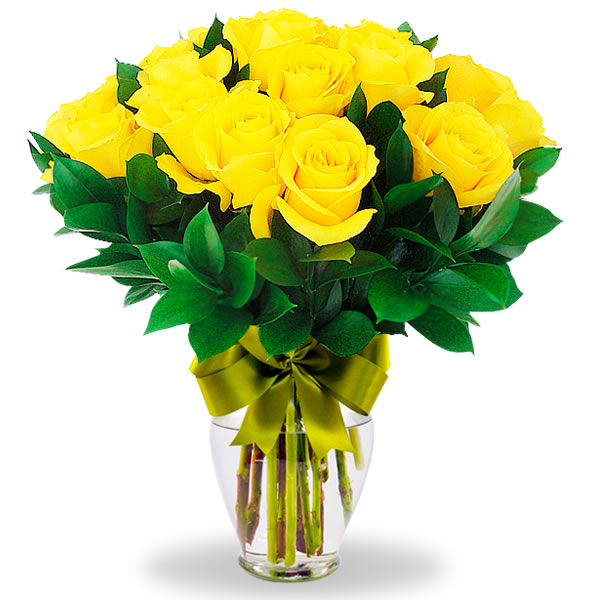 Florero con 12 rosas amarillas 2275