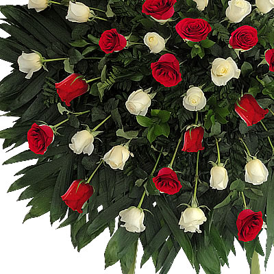 SYMPATHY FLOWERS DELIVERY red and white roses 2401