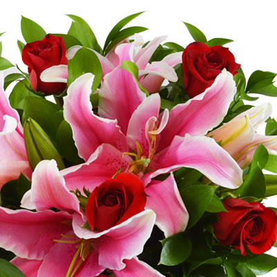 Florero surtido con 6 rosas rojas y star gazer 2391