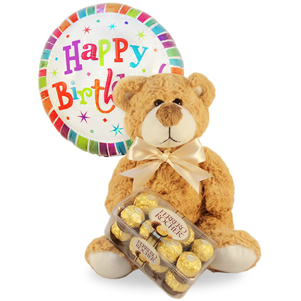 Oso con chocolates y globo de cumpleaños 2434