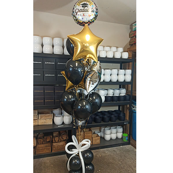 Ramillete de globos de Graduacion dorado y negro 2898