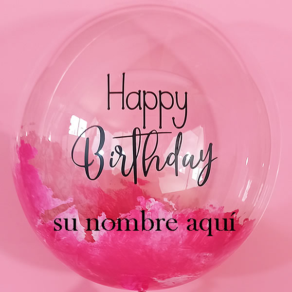 Burbuja pink Happy Birthday personalizada 3100