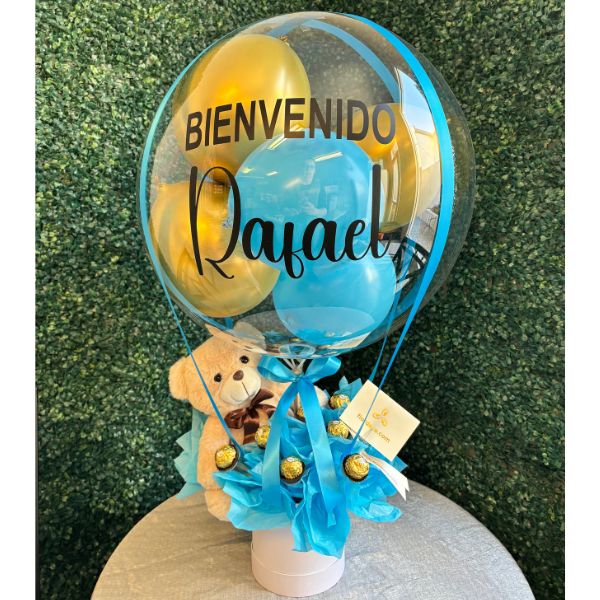 Arreglo burbuja Bienvenido y chocolates 3839