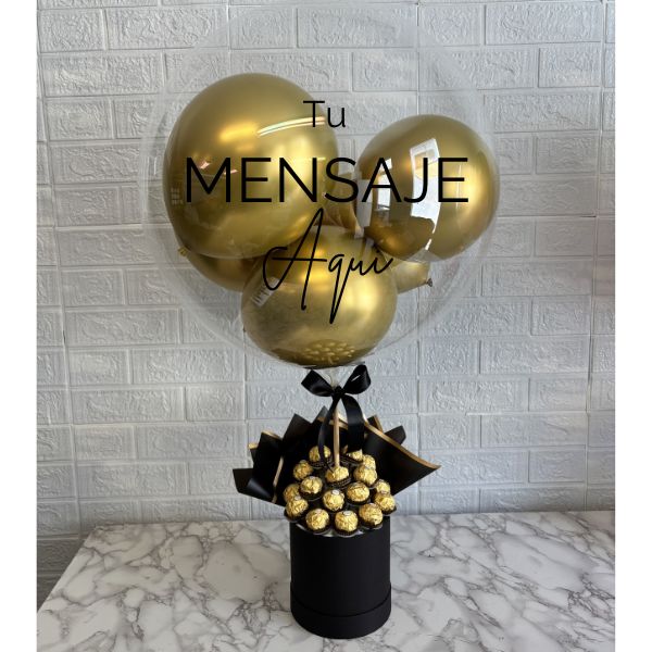 Arreglo burbuja con chocolates personalizado 3980