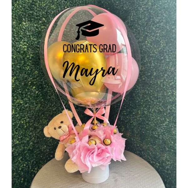 Arreglo burbuja Congrats grad pink y chocolates 3873