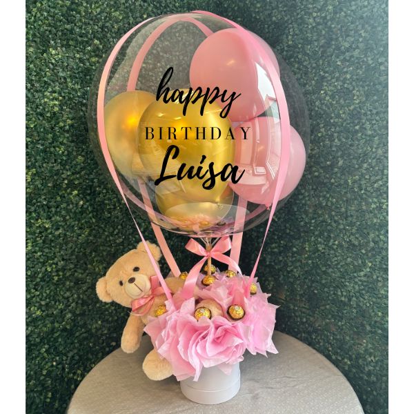 Arreglo burbuja HBD pink y chocolates 3871