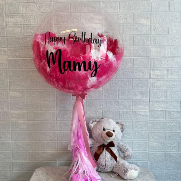 Burbuja pink personalizada y oso grande 3778