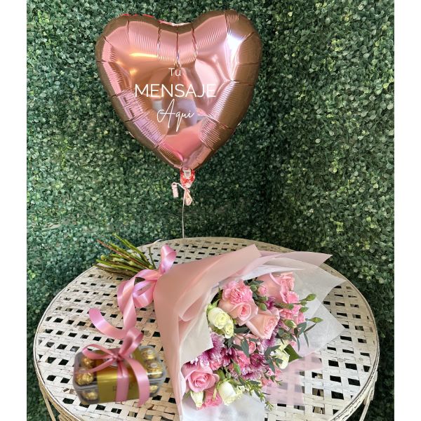 Combo de ramo globo y chocolates 3976