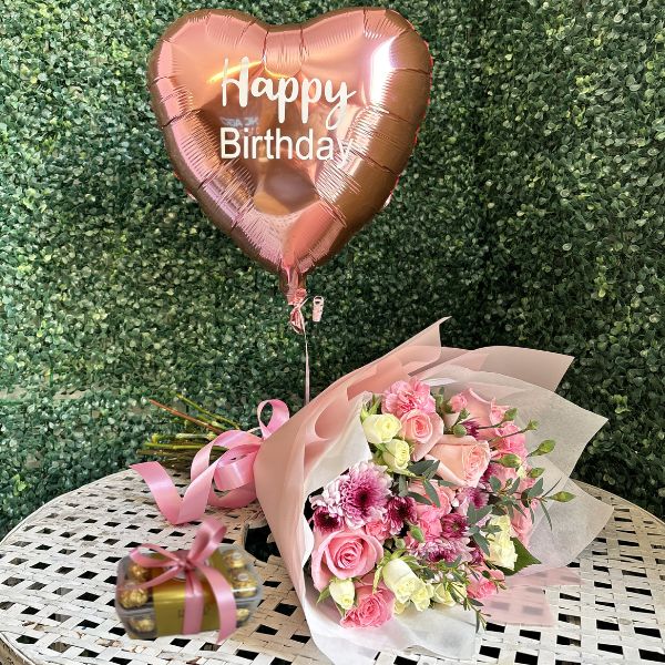 Combo hbd pink con chocolates 3968