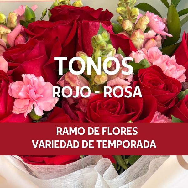 ENTREGA MISMO DÍA - Ramo en tonos rojo y rosa 3927