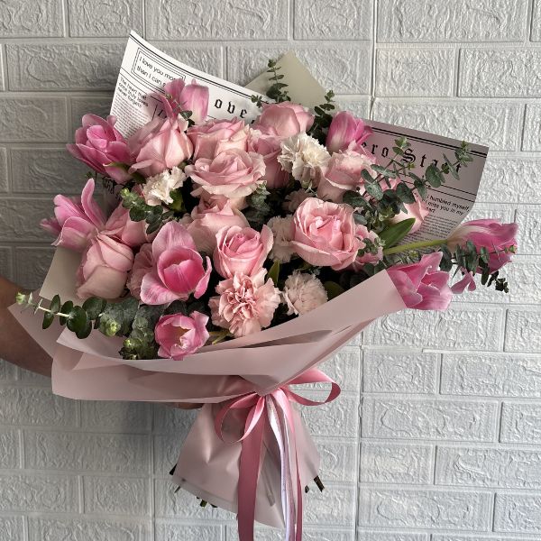 Ramo combinado pink con tulipanes 3902